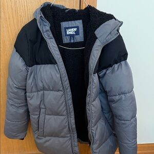 Lands' End Kids Puffer Jacket - Gray and Black Size L 10-12–like new